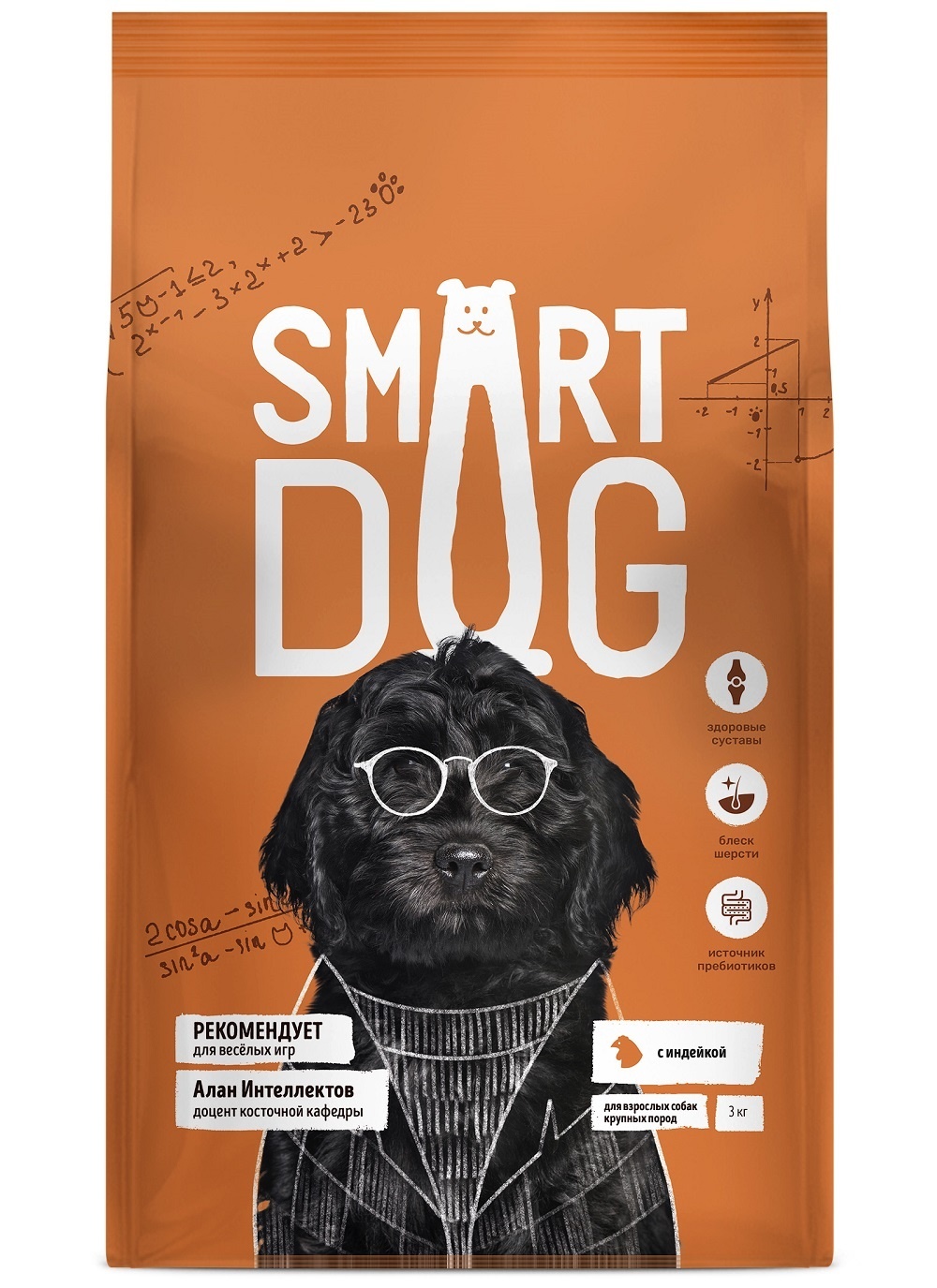 Smart Dog Корм Smart Dog для взрослых собак крупных пород с индейкой (12 кг)