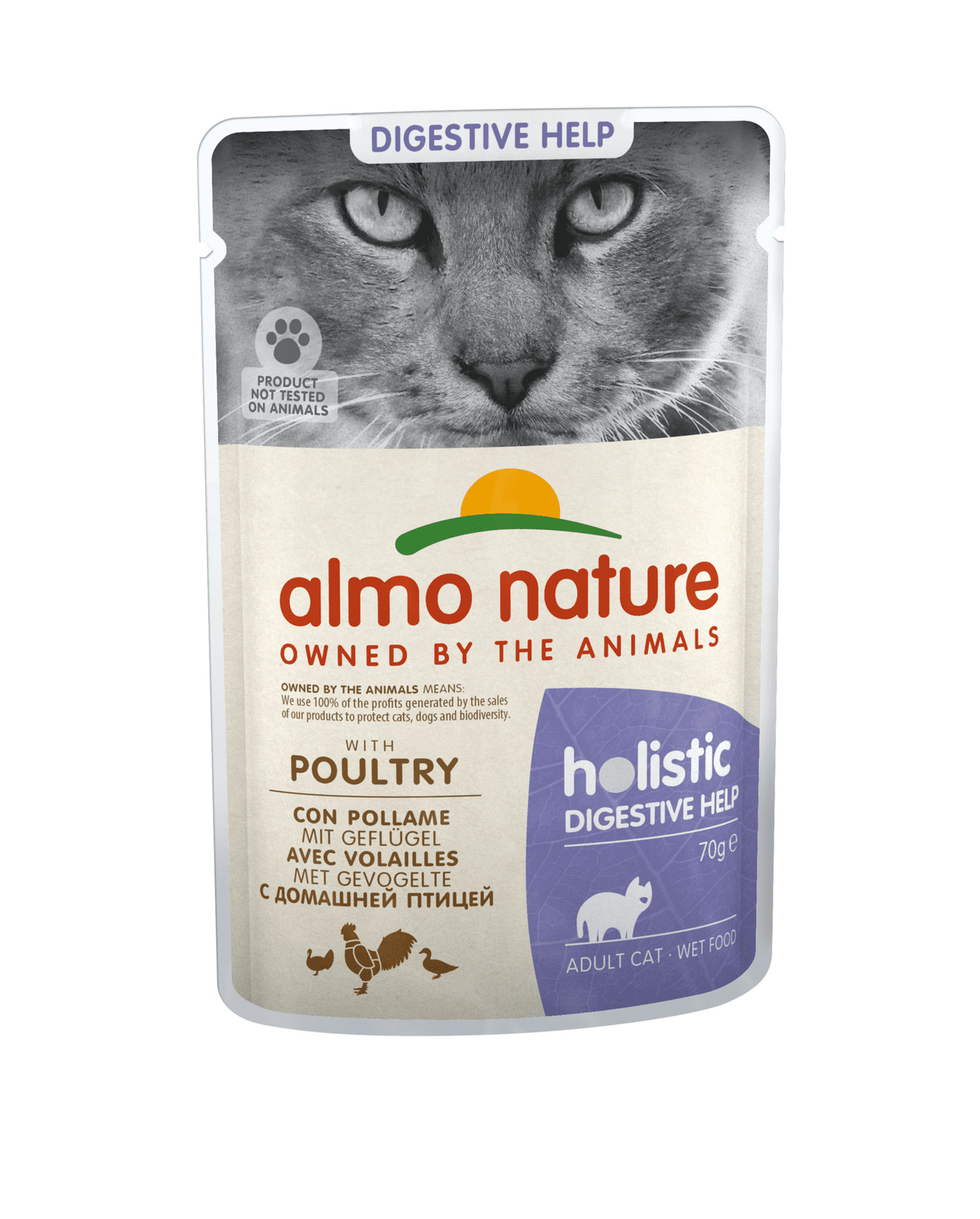 Almo Nature (консервы) паучи с птицей для кошек для улучшения работы кишечника (70 г)