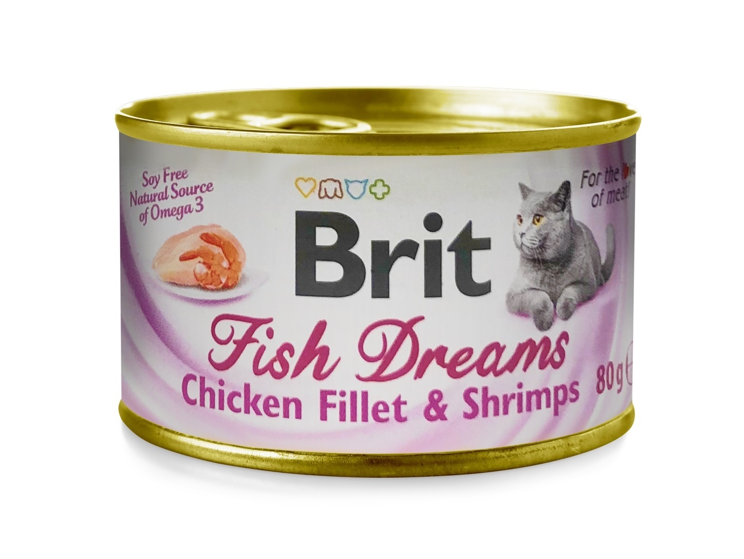 Brit консервы с куриным филе и креветками для кошек (80 г)
