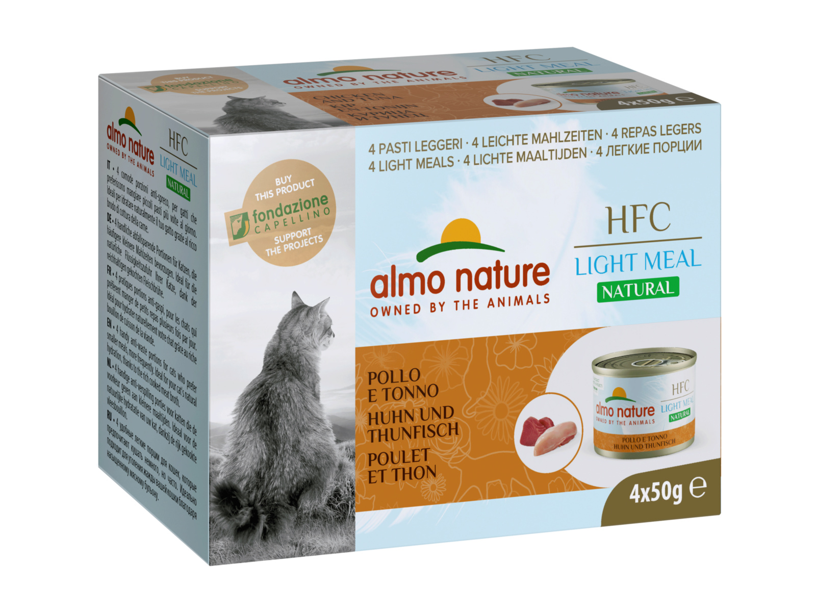 Almo Nature консервы Almo Nature консервы набор низкокалорийных консервов для кошек (4 шт. по 50 гр) с курицей и тунцом (200 г)