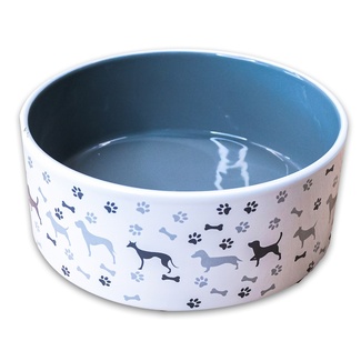 Миска керамическая для собак, с рисунком, серая