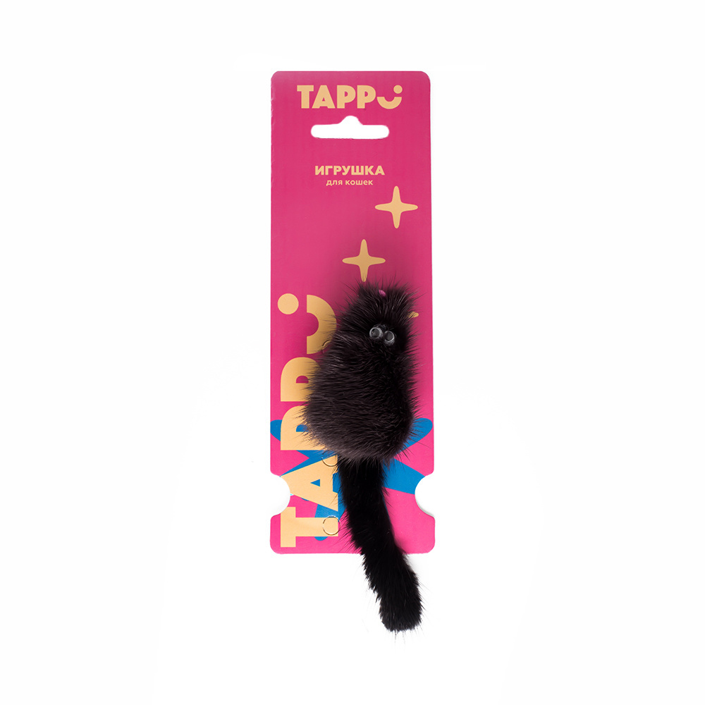 Tappi Tappi игрушка для кошек Мышка из натурального меха норки, черная (14 г) tappi tappi игрушка дразнилка для кошек из натурального меха норки пальма 22 г