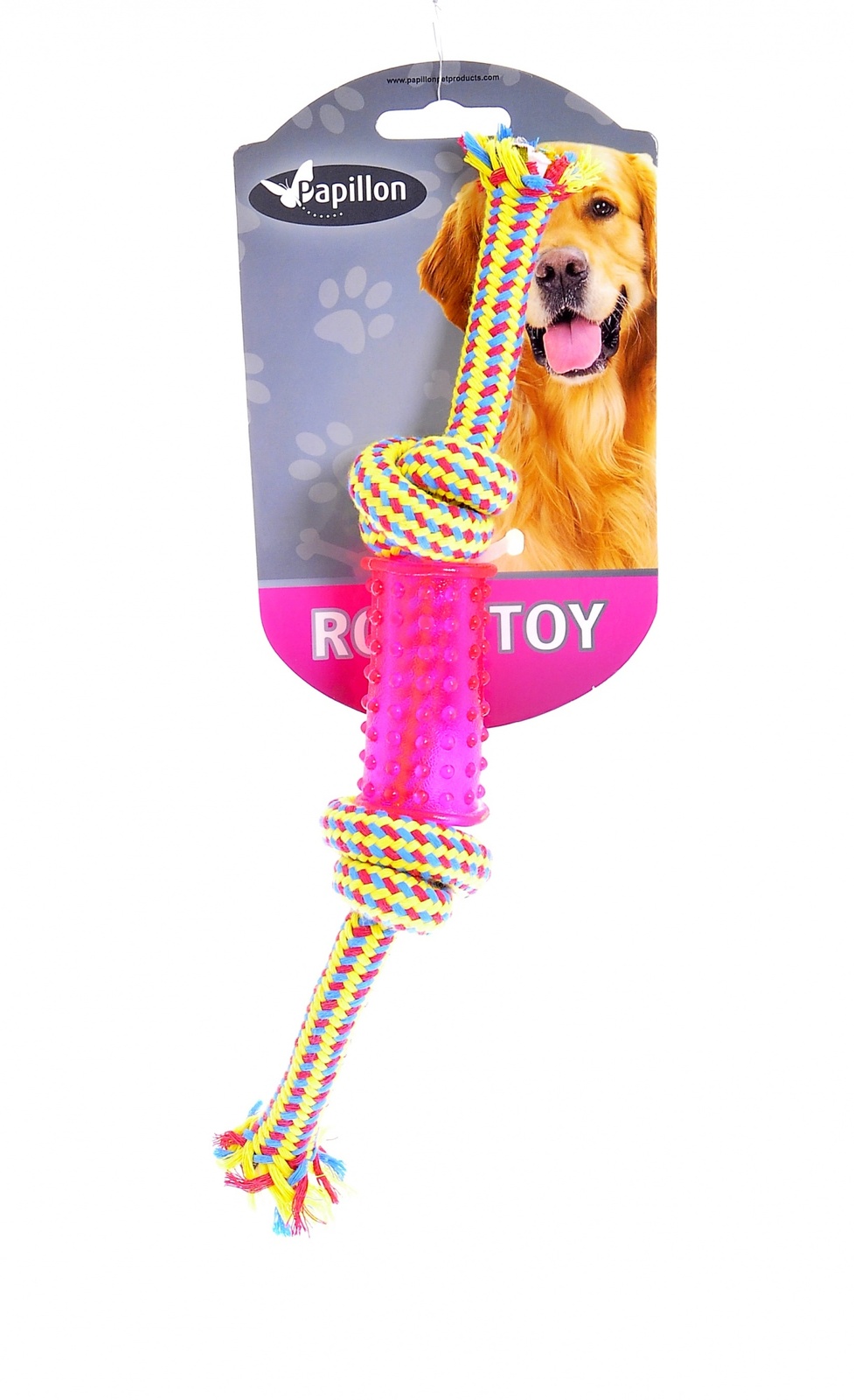 цена Papillon Papillon игрушка для собак Плетеная веревка с пластиковой гантелькой (60 г)