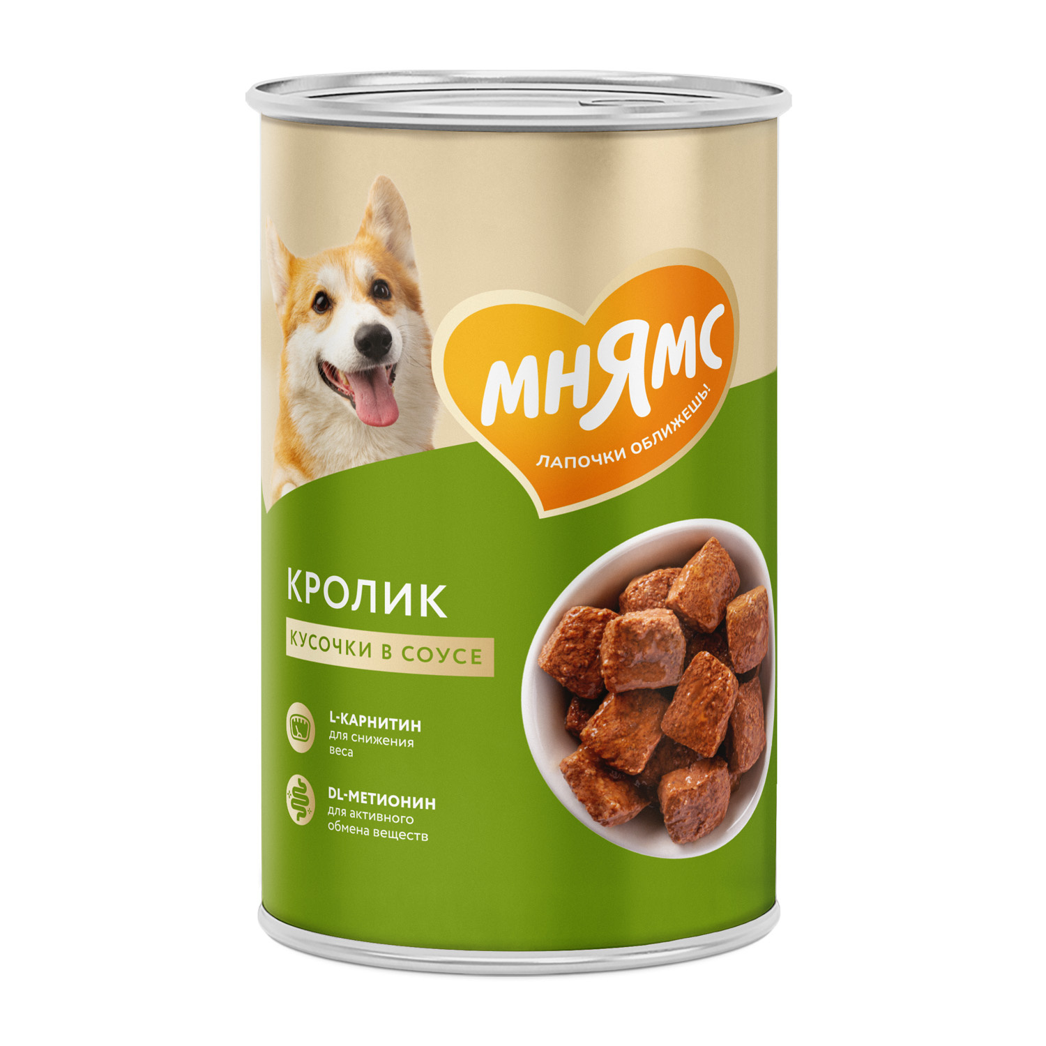 Мнямс Мнямс консервы «ФИТНЕС» кусочки в соусе с кроликом для собак всех пород (400 г)