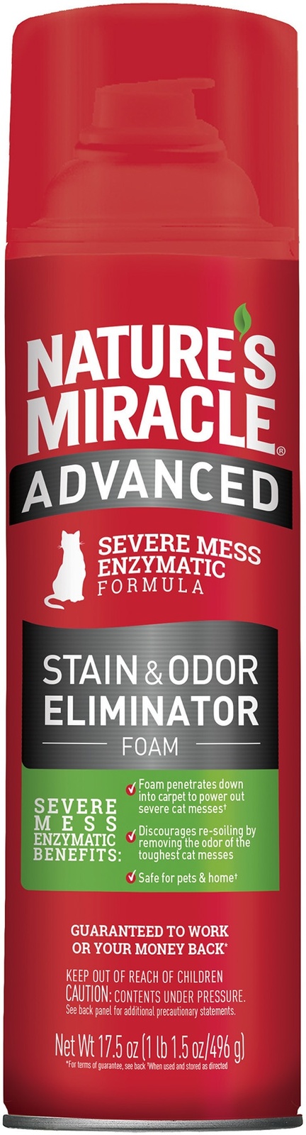 Nature's Miracle Nature's Miracle аэрозоль-уничтожитель пятен и запахов с усиленной формулой для кошек (518 г)