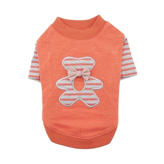Хлопковая футболка с полосатым медвежонком "Тедди", оранжевый