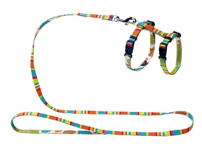 Hunter Hunter шлейка для кошек и собак Stripes нейлон, разноцветная (47 г) шлейка для собак m с поводком оранжевая