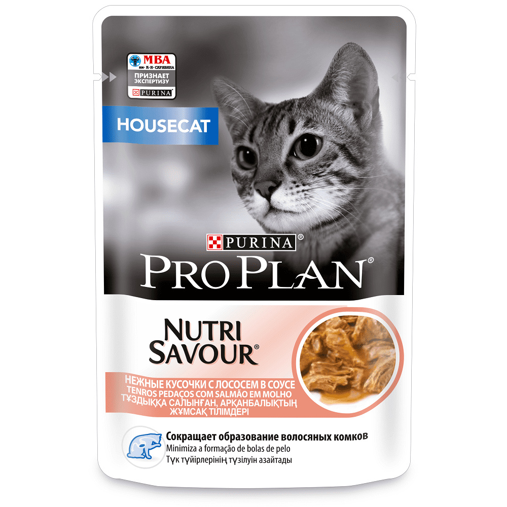 Purina Pro Plan (паучи) влажный корм Nutri Savour кусочки в соусе для домашних кошек, с лососем (1 шт)