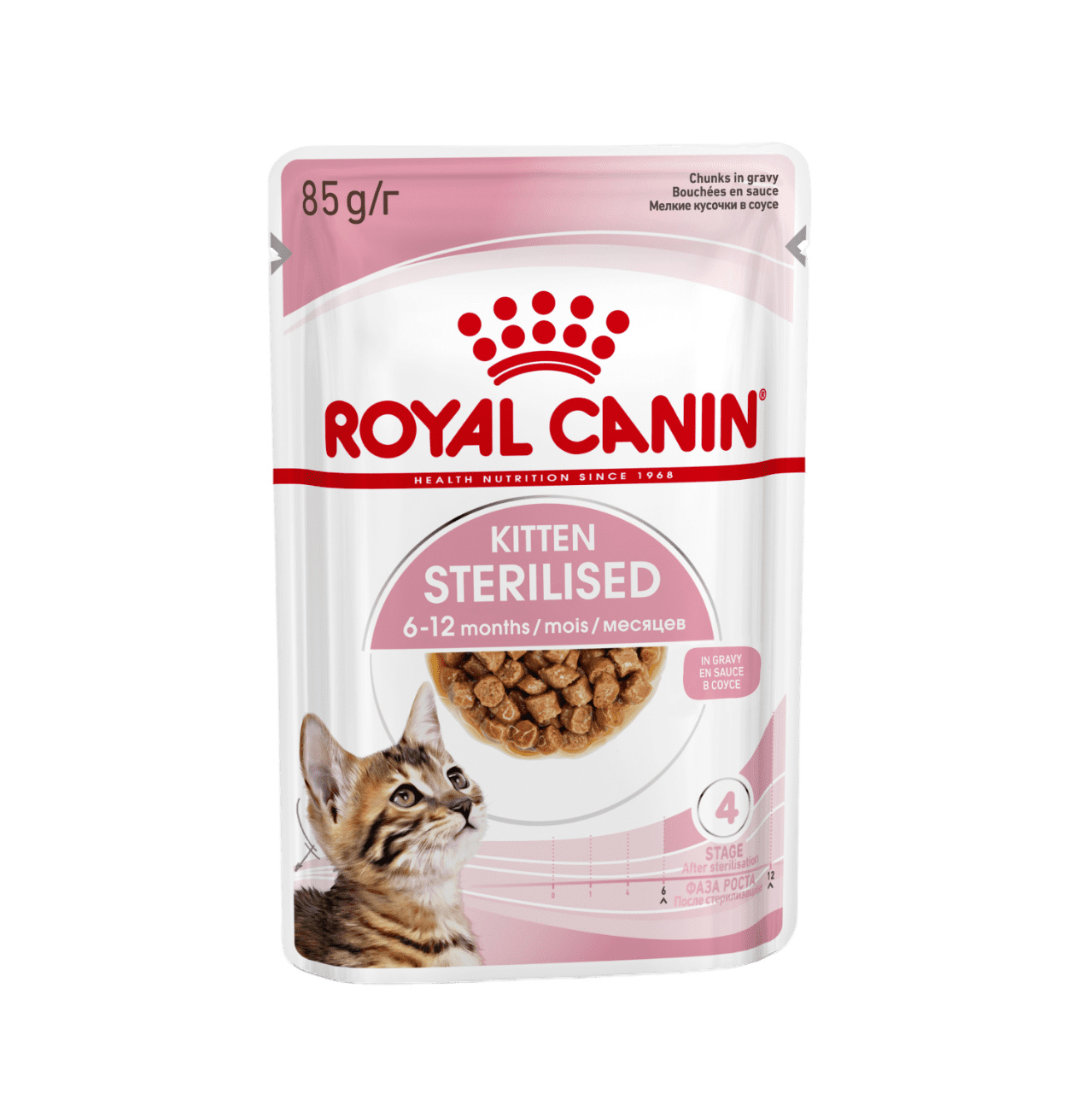 Royal Canin паучи для стерилизованных котят (в возрасте от 6 до 12 месяцев), мелкие кусочки в соусе, Kitten Sterilised (1 шт)