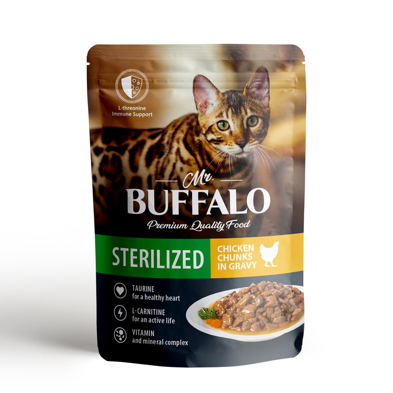 Mr.Buffalo Mr.Buffalo паучи для стерилизованных кошек Цыпленок в соусе (85 г) 61510