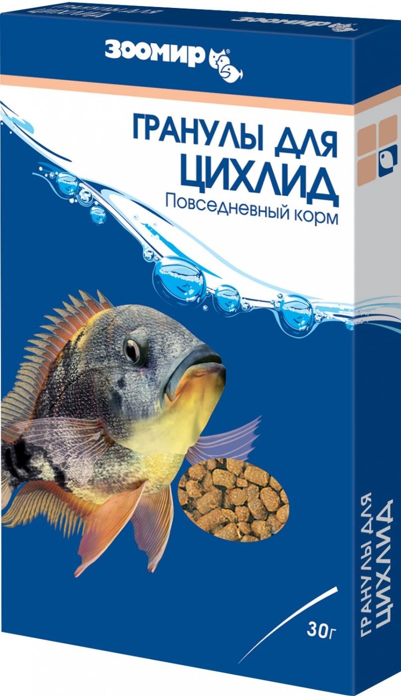 ЗООМИР ЗООМИР плавающие гранулы для цихлид, коробка (30 г) корм для рыб зоомир гран при плавающие гранулы ведро 2 75 л 850 г