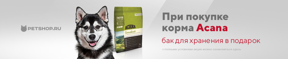 При покупке корма Acana бак для хранения в подарок