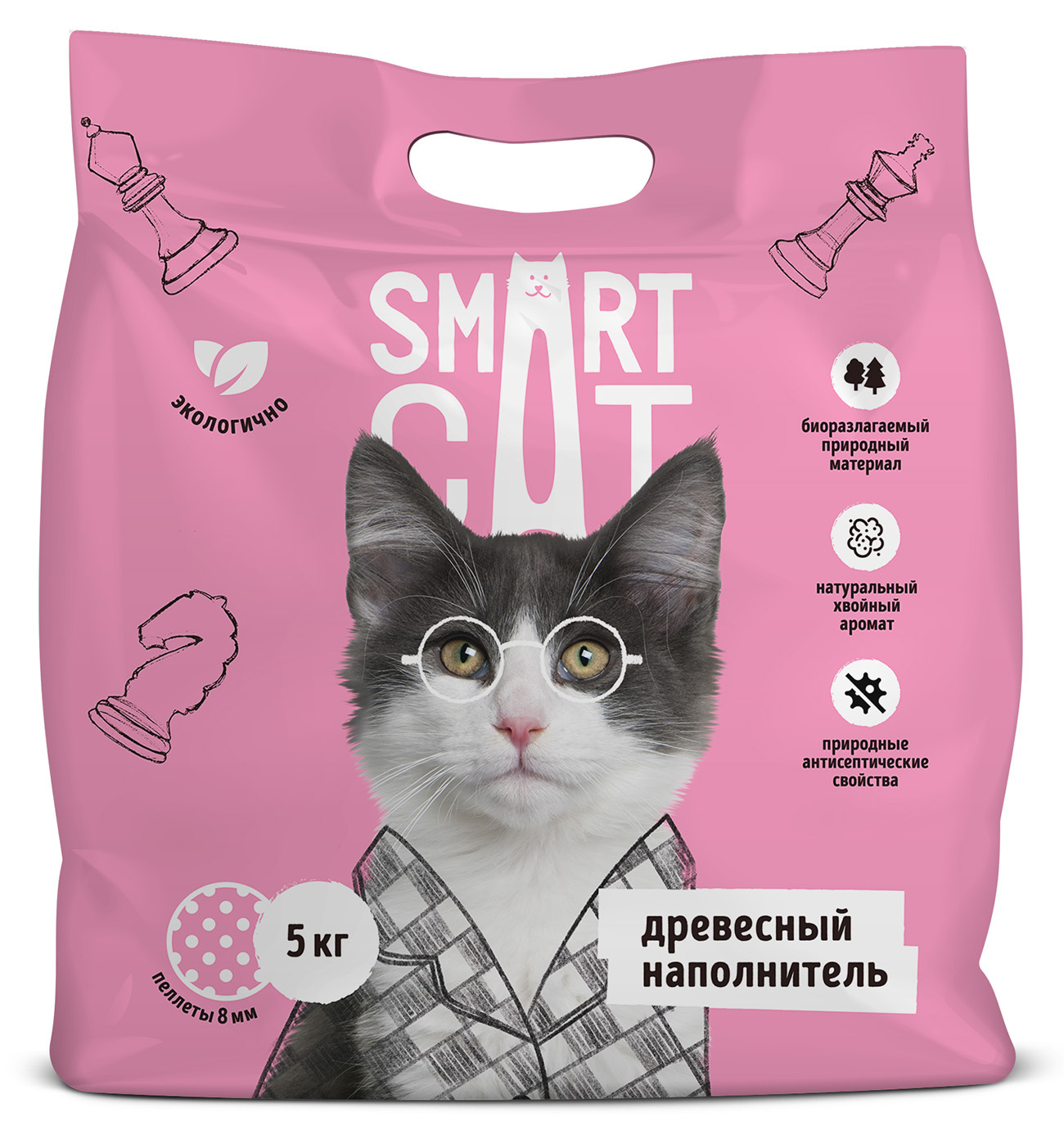 Smart Cat наполнитель Smart Cat наполнитель древесный наполнитель (пеллеты 8 мм) (5 кг) smart cat наполнитель smart cat наполнитель комкующийся наполнитель тофу лаванда 2 5 кг