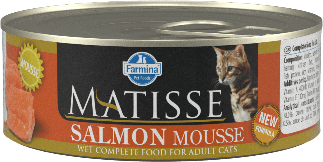 FARMINA FARMINA консервы-мусс для взрослых кошек, с лососем (85 г) корм для кошек lechat excellence adult лосось рис яйца яблоки 1 5 кг