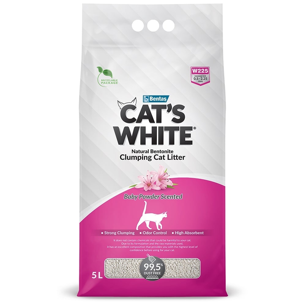 Cat's White Cat's White наполнитель комкующийся с ароматом детской присыпки для кошачьего туалета (5 л)
