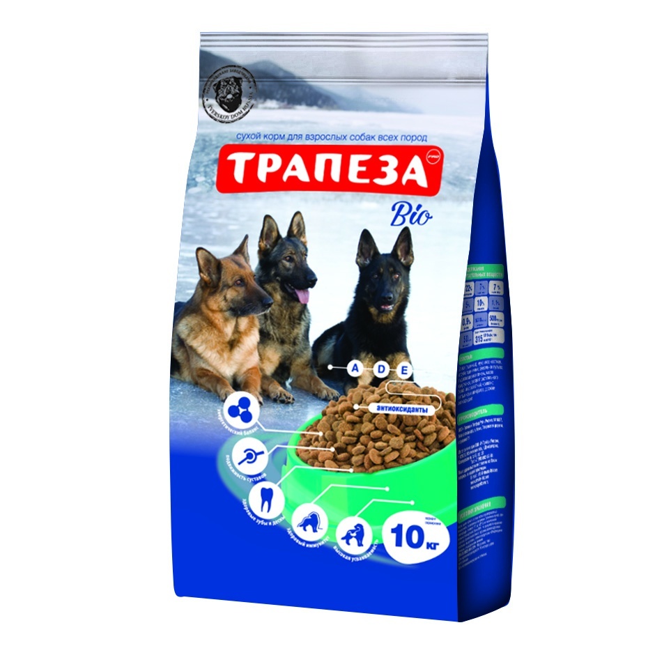 Корм Трапеза "Био" с говядиной для взрослых собак с нормальным весом (10 кг) 