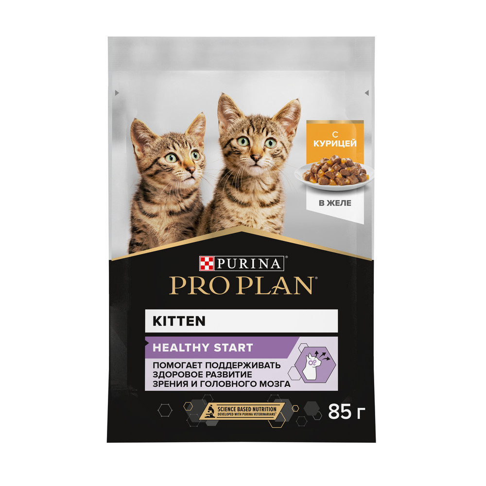 Purina Pro Plan (паучи) Purina Pro Plan (паучи) влажный корм Nutri Savour для котят, кусочки с курицей в желе (85 г)