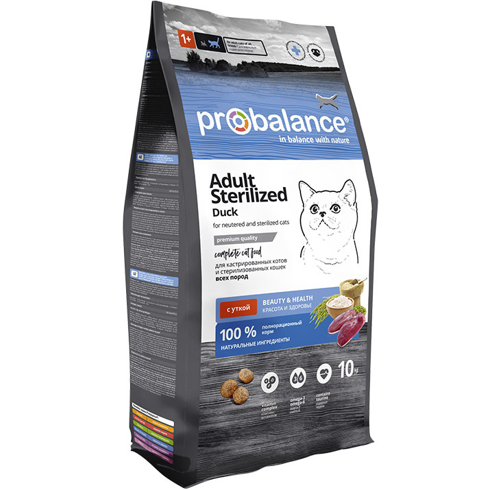 Probalance Probalance корм сухой для стерилизованных кошек, с уткой (10 кг)