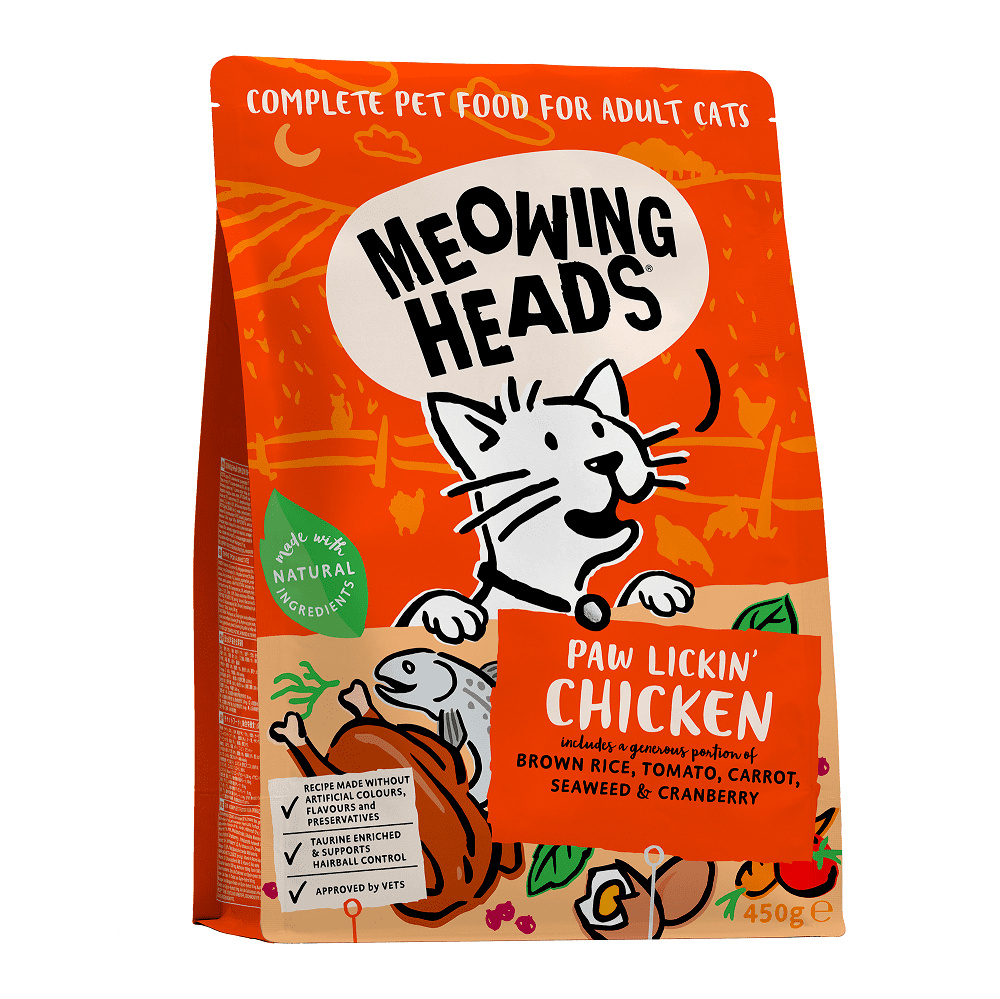 Meowing Heads Meowing Heads для взрослых кошек, с курицей и рисом Куриное наслаждение (450 г)