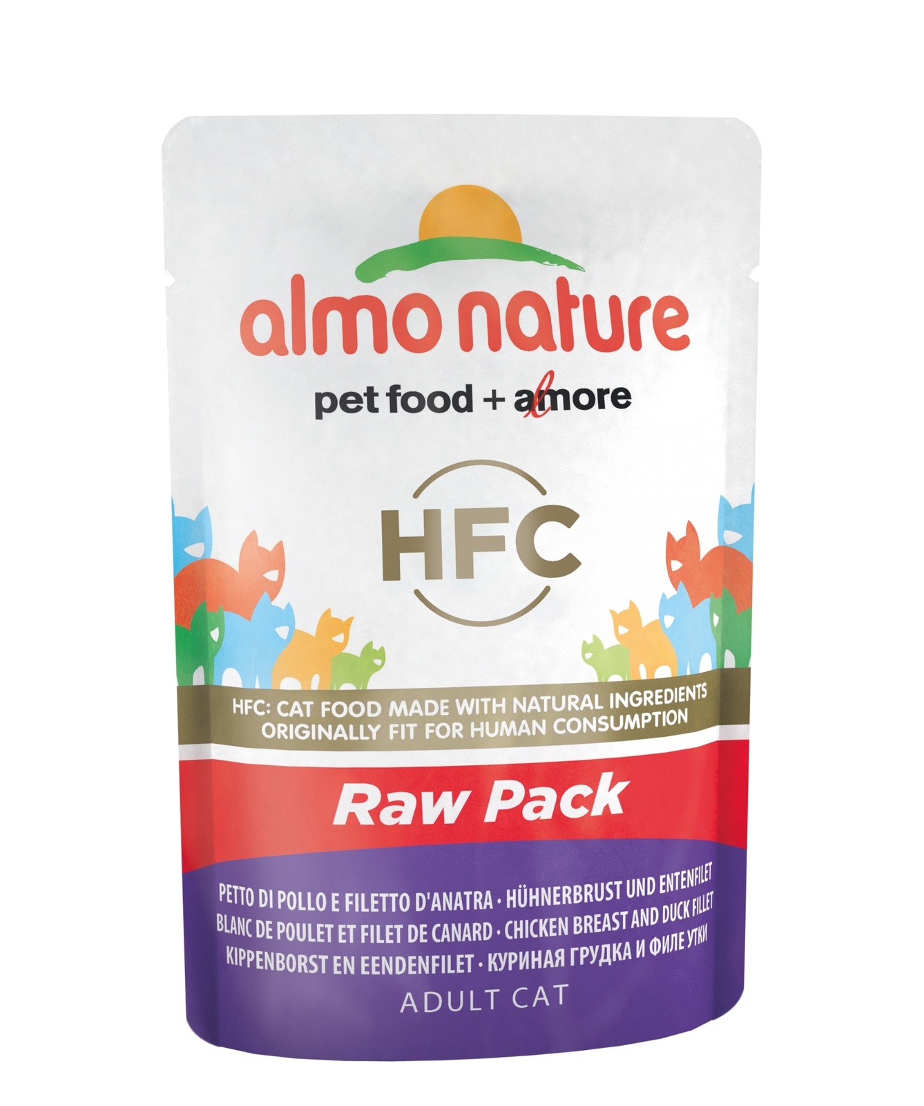 Almo Nature консервы hFC Natural паучи для кошек "Куриная грудка и утиное филе" (55 г)