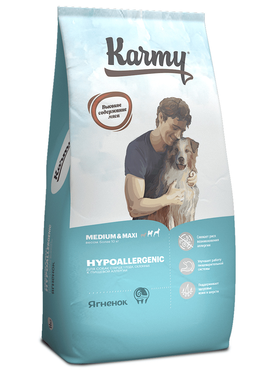 Karmy Karmy сухой корм для собак средних и крупных пород гипоаллергенный с ягненком (14 кг)