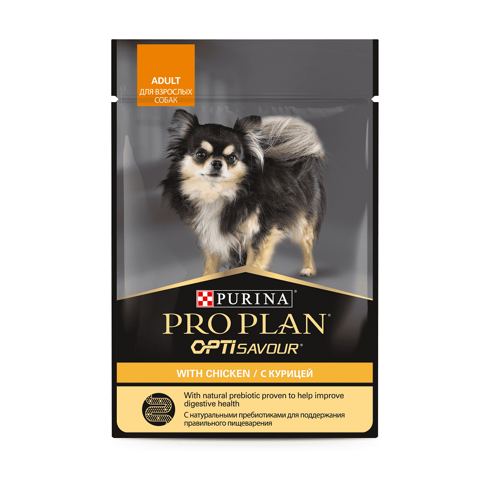 Purina Pro Plan (паучи) Purina Pro Plan (паучи) для взрослых собак мелких и карликовых пород: кусочки в соусе с курицей (85 г)