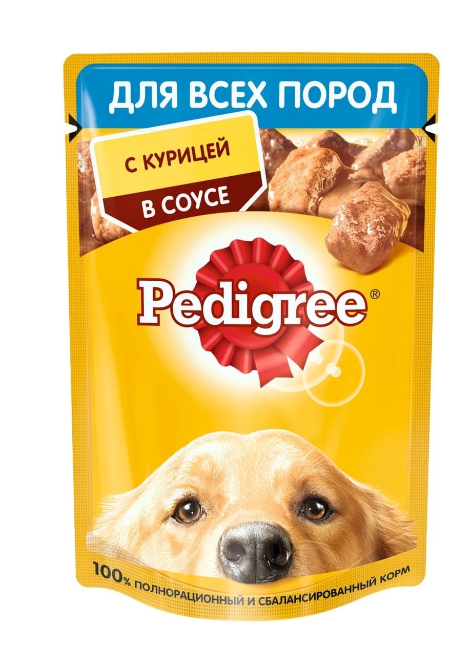 Pedigree влажный корм для взрослых собак всех пород, с курицей в соусе (85 г)