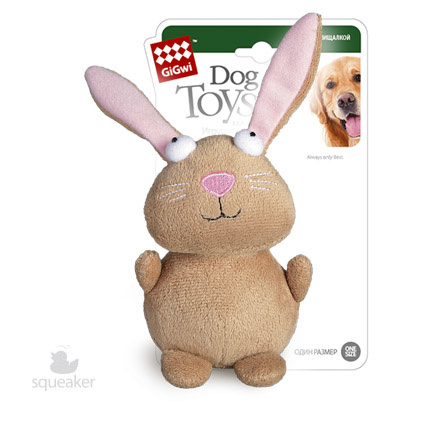 GiGwi GiGwi кролик, игрушка с пищалкой, 16 см (73 г) игрушка для собак camon мягкая с внутренней пищалкой силуэт красная клетка 22 см