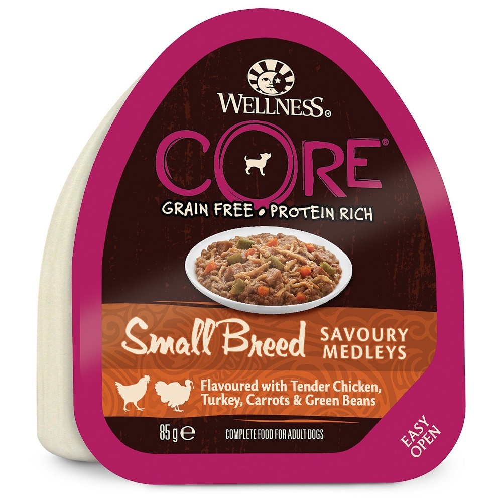 Wellness CORE Wellness CORE консервы для собак мелких пород из курицы с индейкой, морковью и зеленой фасолью (85 г)