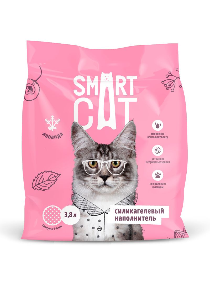 цена Smart Cat наполнитель Smart Cat наполнитель силикагелевый наполнитель: лаванда (1,6 кг)