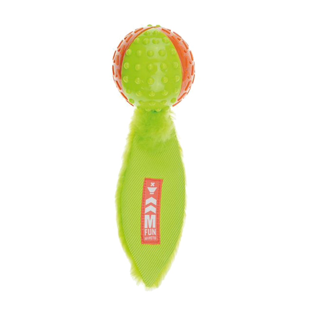 MPets игрушка для собак мяч-пищалка с хвостом (зеленая) (102 г)
