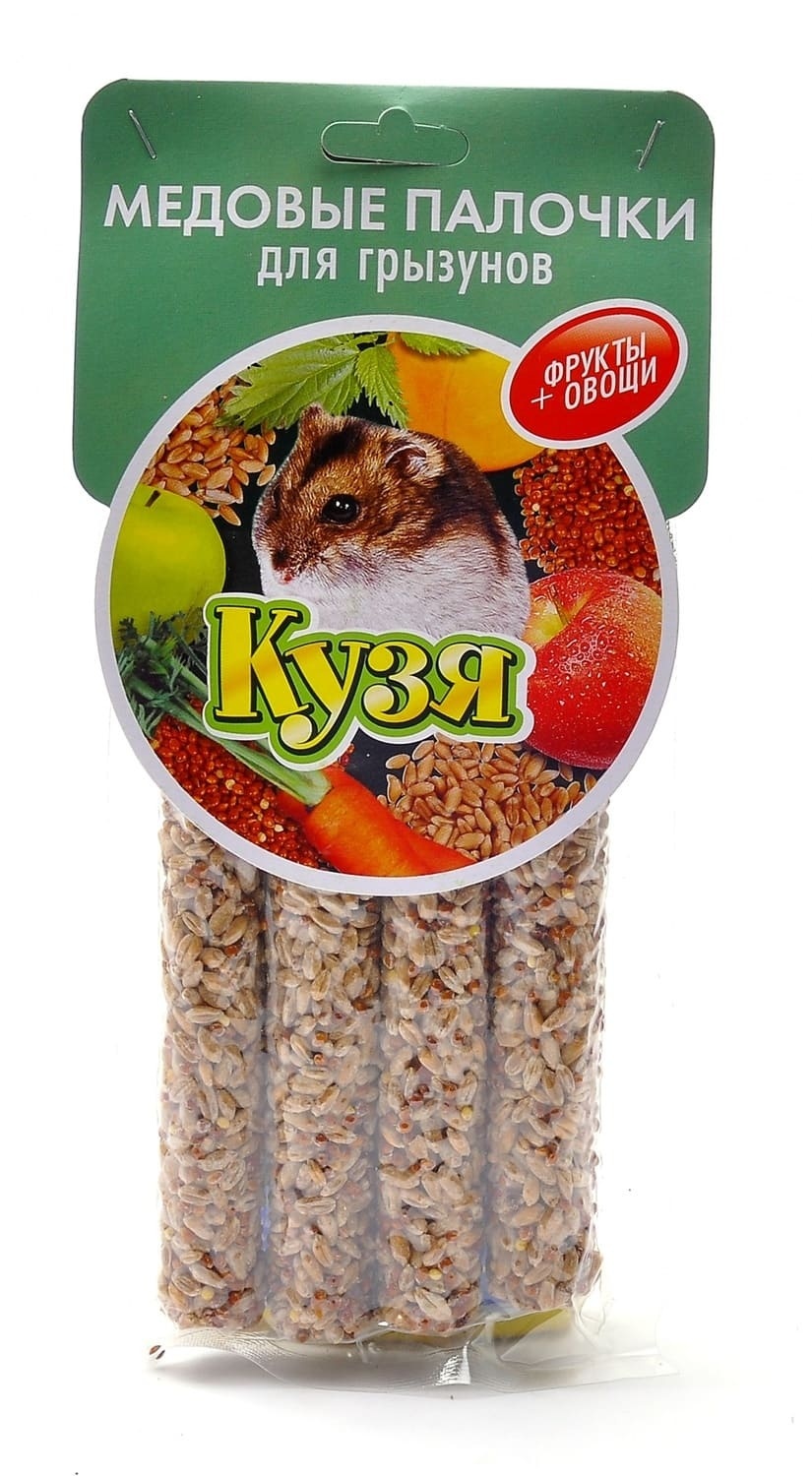 цена Кузя Кузя палочки для грызунов фрукты+овощи, 4 шт (15 г)
