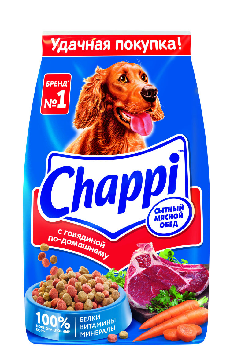 Корм Chappi сухой корм для собак «Сытный мясной обед. С говядиной по-домашнему» (2,5 кг)