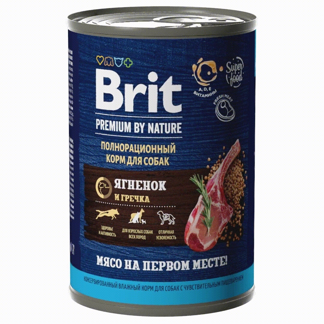 Brit Brit консервы с ягненком и гречкой для взрослых собак всех пород с чувствительным пищеварением (410 г) корм для собак brit ягненок и гречка 410 г