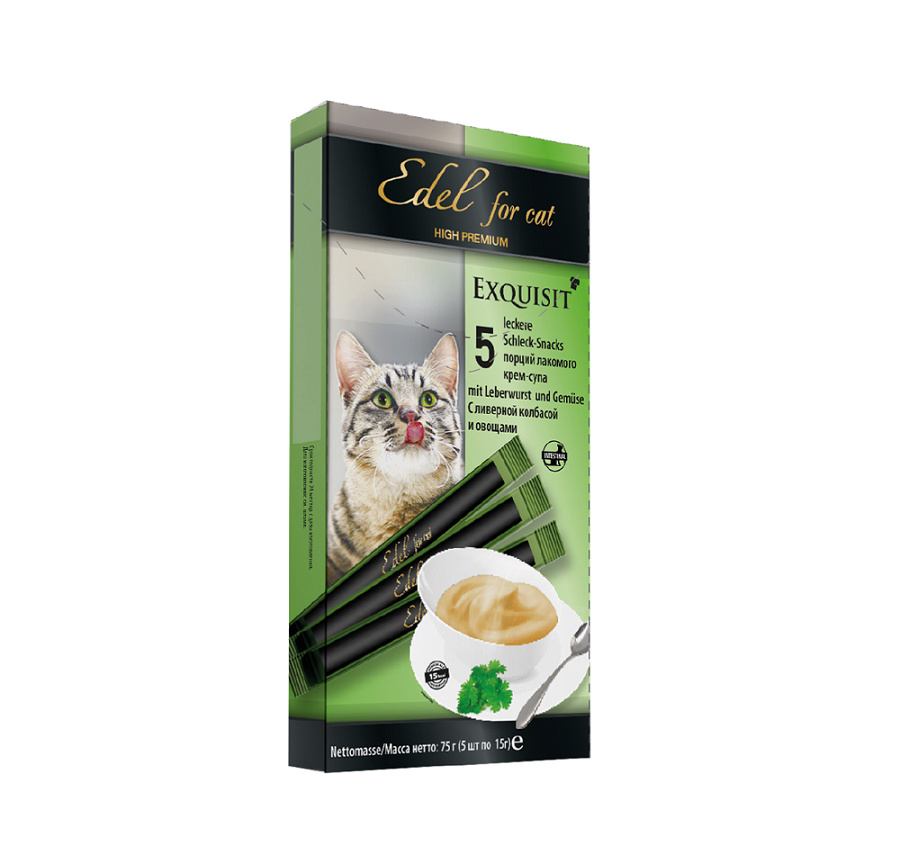 Edel Edel лакомство для кошек Крем-суп с ливерной колбасой и овощами (75 г) edel cat edel cat колбаски курица