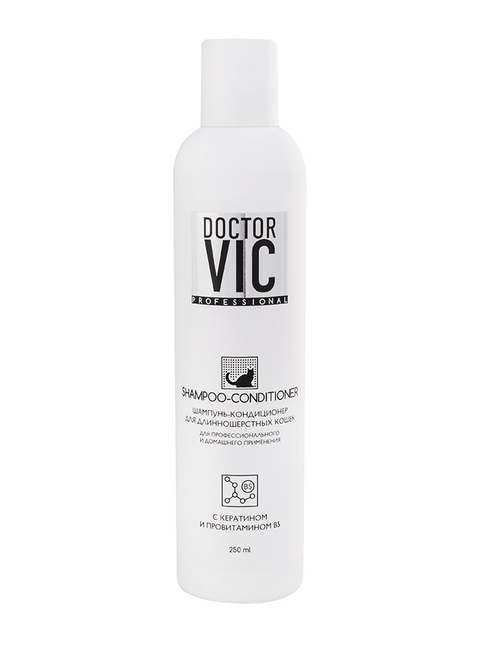 Doctor Vic шампунь-кондиционер с кератином и провитамином B5 для длин./шерст. кошек (280 г)