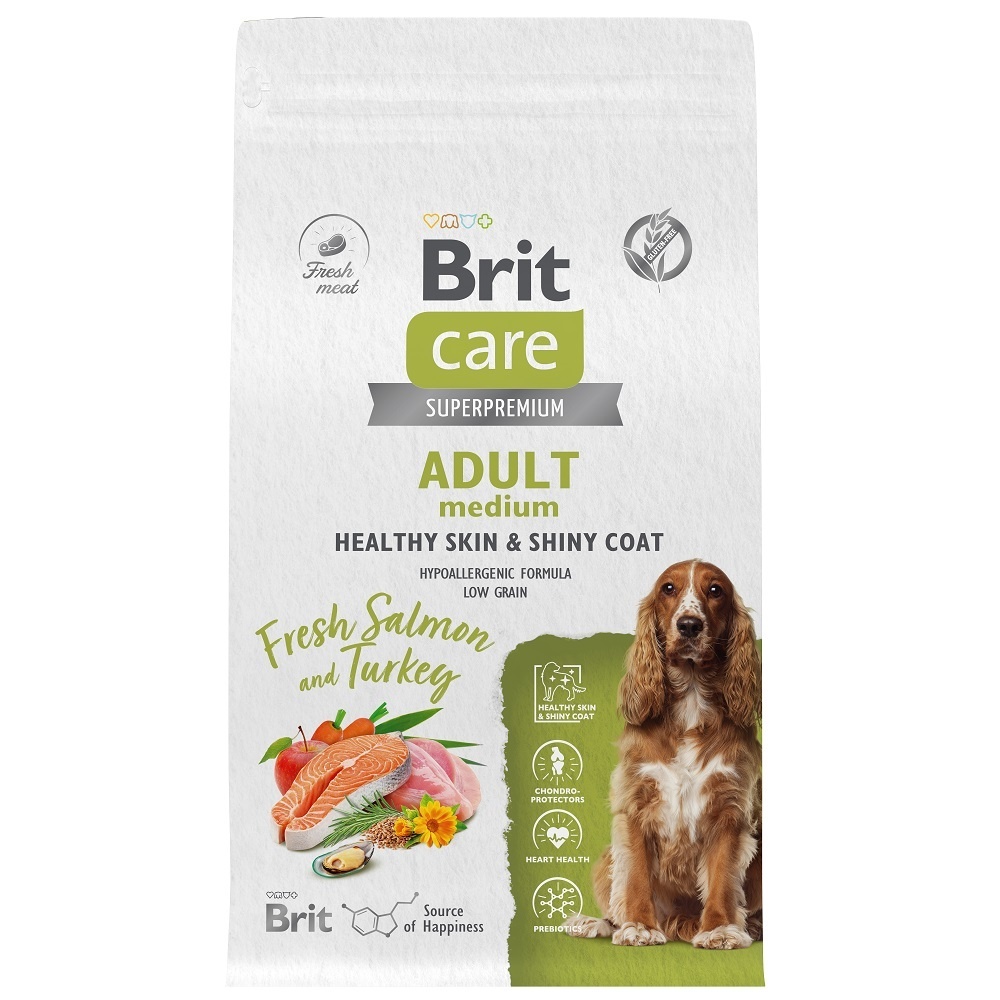 Brit Care Brit Care сухой корм с лососем и индейкой для взрослых собах средних пород (1,5 кг)