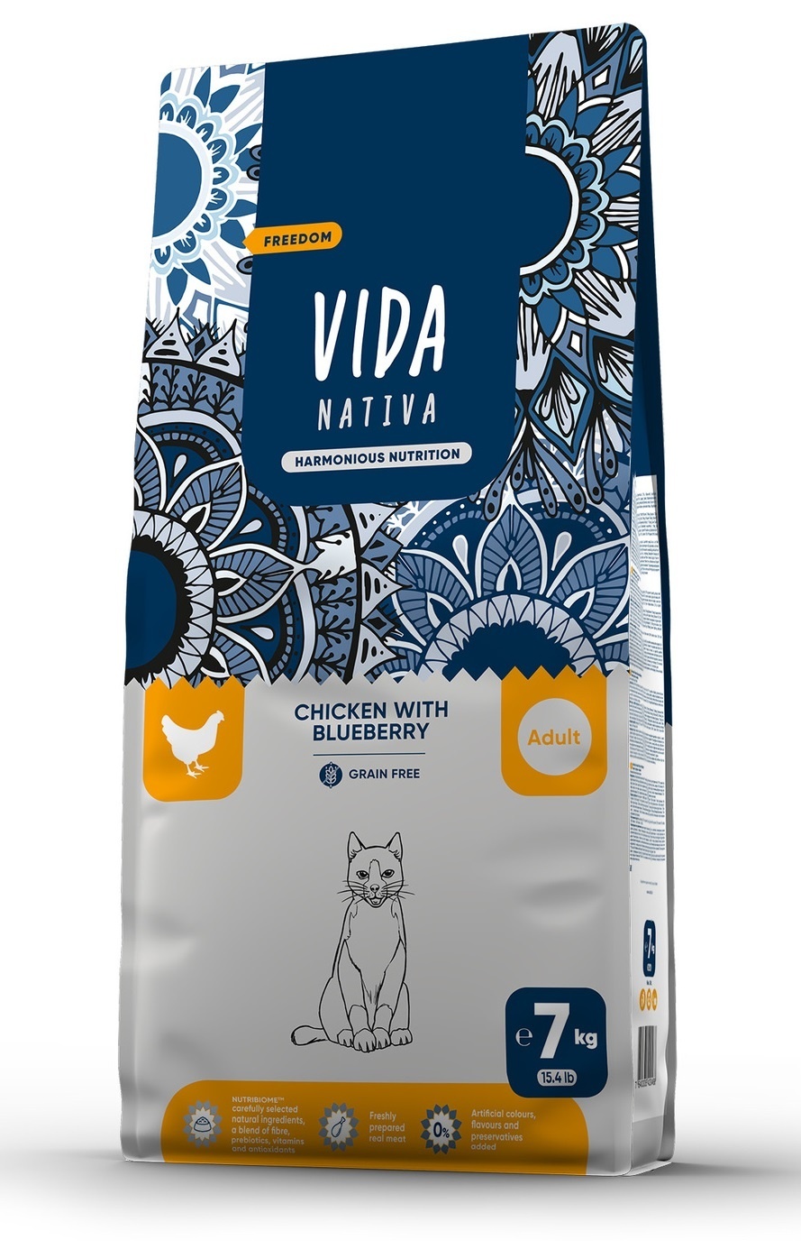 VIDA Nativa корм для взрослых кошек с курицей и черникой (1.4 кг)