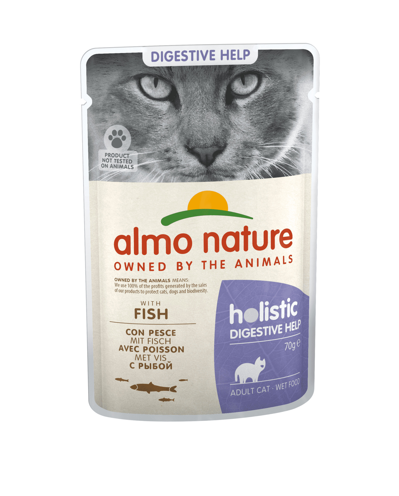 Almo Nature (консервы) паучи с рыбой для кошек для улучшения работы кишечника (70 г)