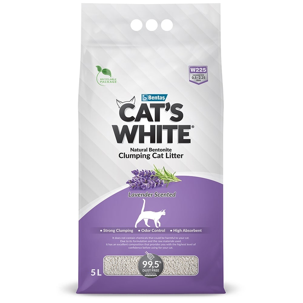 Cat's White Cat's White наполнитель комкующийся с нежным ароматом лаванды для кошачьего туалета (8,5 кг)