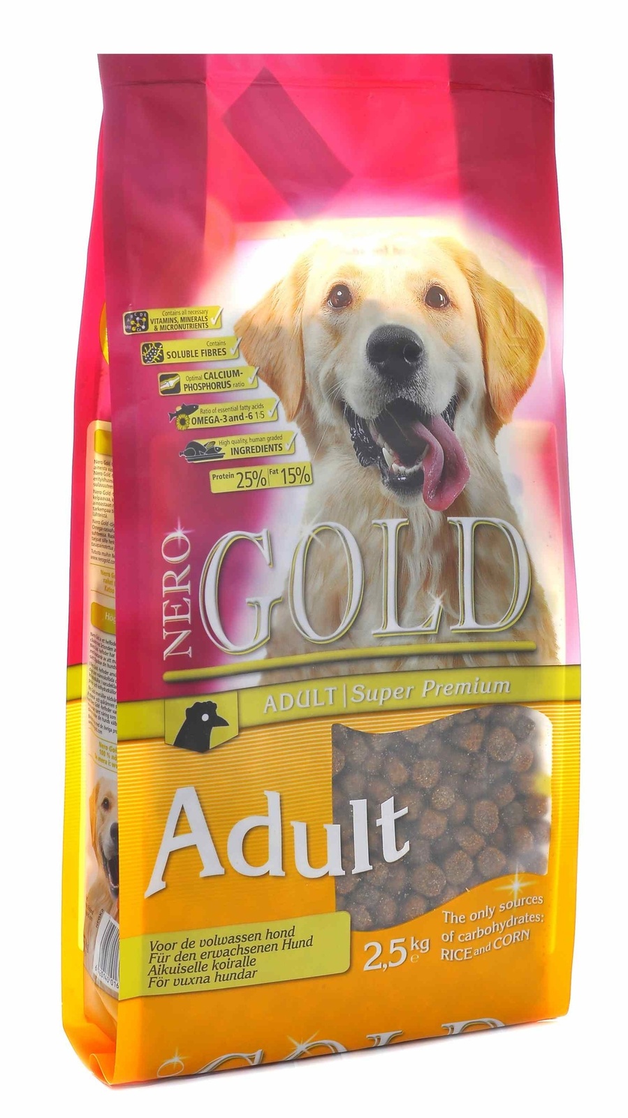 NERO GOLD super premium Корм NERO GOLD super premium adult для взрослых собак всех пород, с курицей и цельным рисом (12 кг)