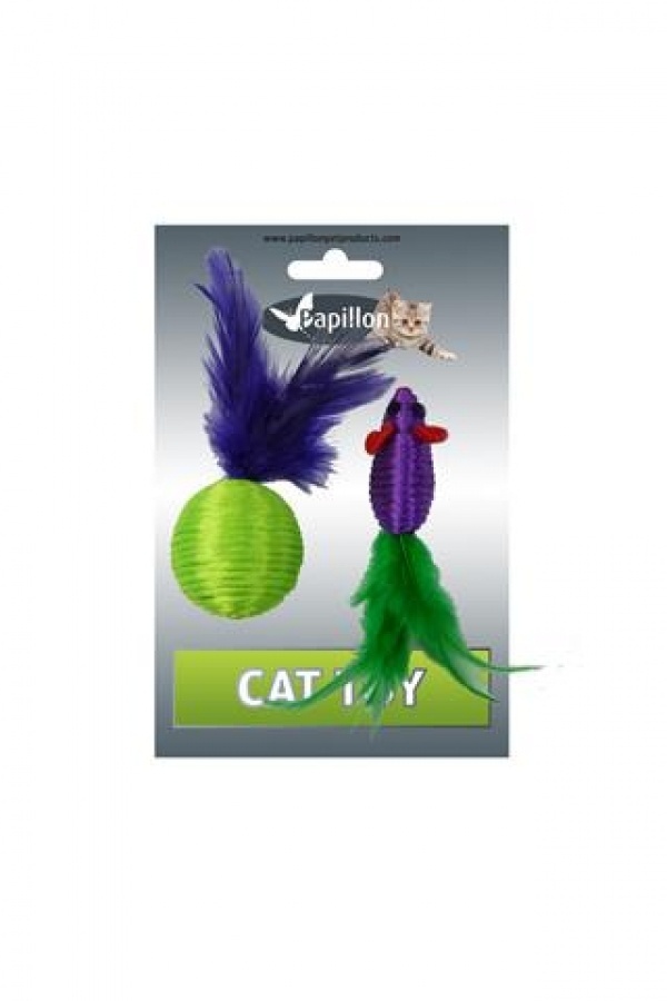 Papillon Papillon игрушка для кошек Мышка и мячик с перьями (16 г) цена и фото