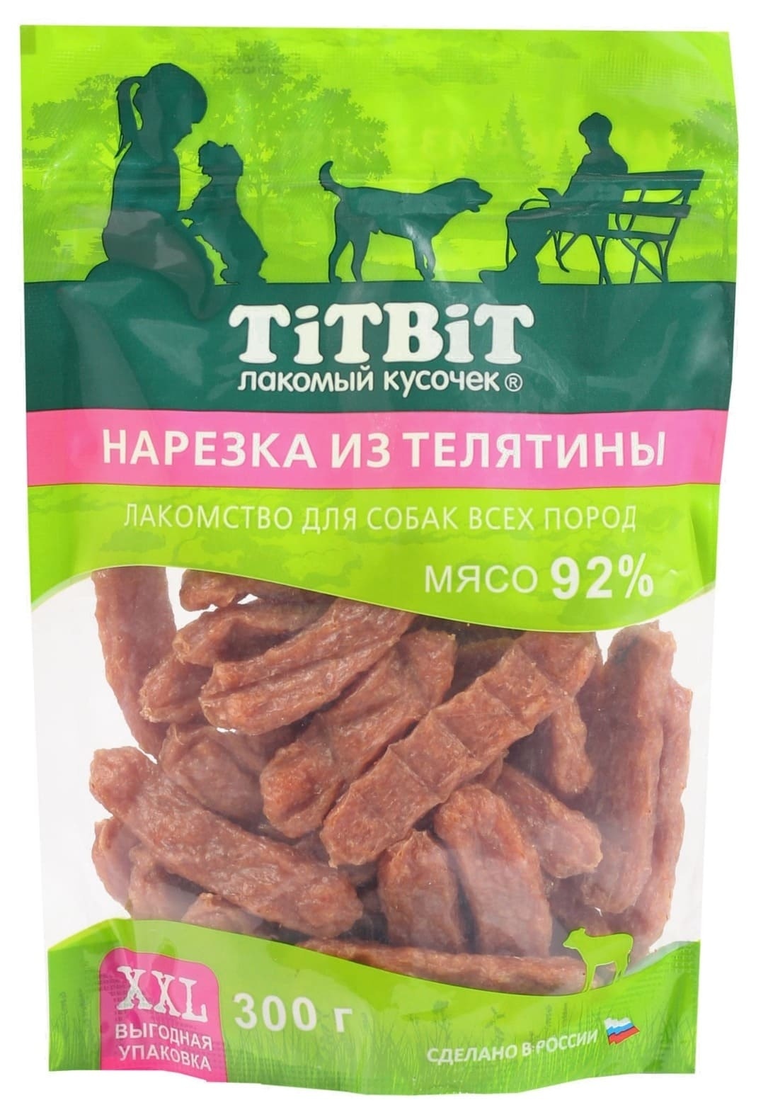 TiTBiT TiTBiT нарезка из телятины для собак всех пород, выгодная упаковка XXL (300 г) цена и фото