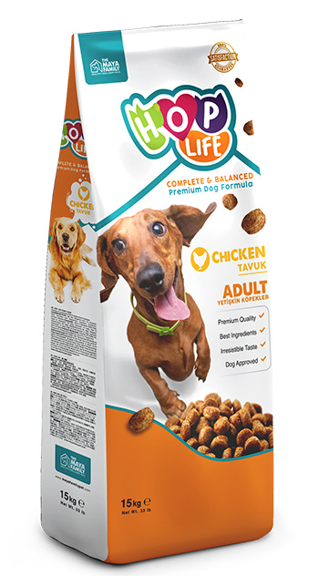 цена Hop Life Hop Life сухой корм для взрослых собак, с курицей (15 кг)