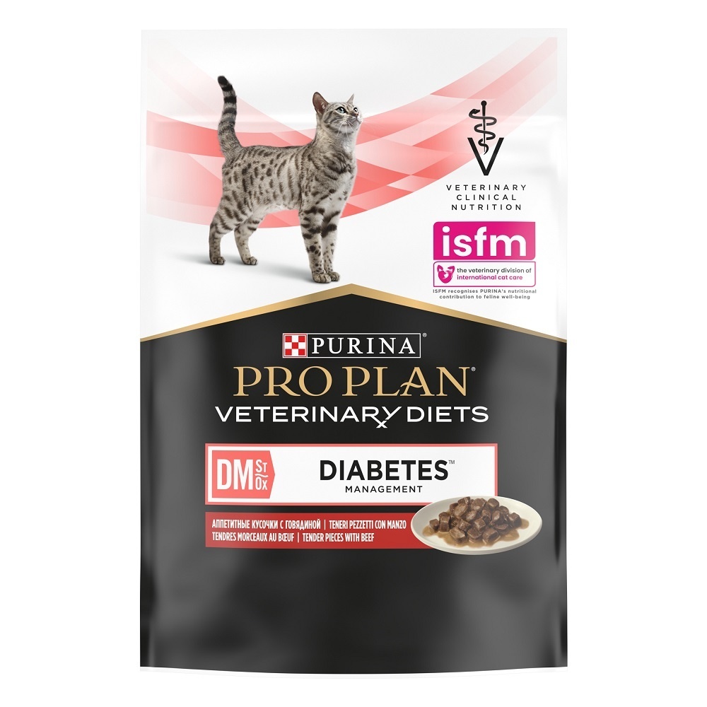Purina (вет. корма паучи) Purina (вет. корма паучи) кусочки в соусе для кошек при сахарном диабете с говядиной (85 г) цена и фото