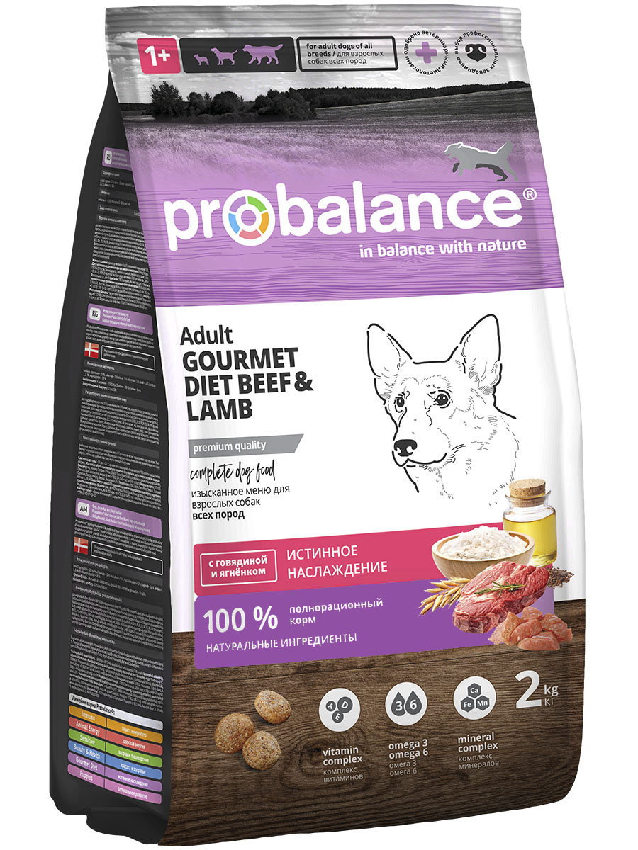 Probalance корм сухой для взрослых собак с говядиной и ягненком (2 кг)