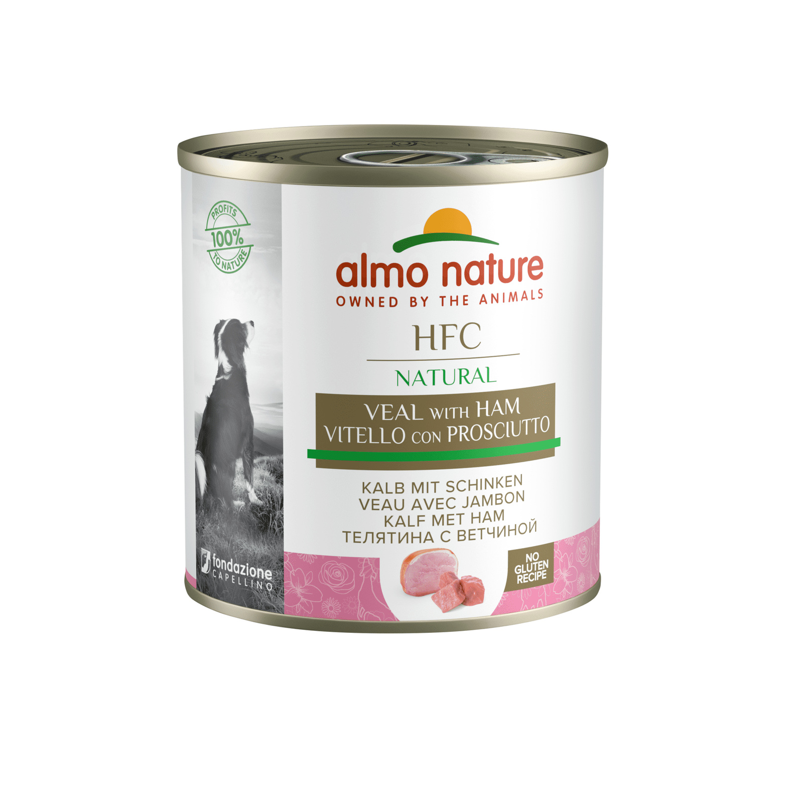 Almo Nature консервы для собак, с телятиной и ветчиной (95 г)