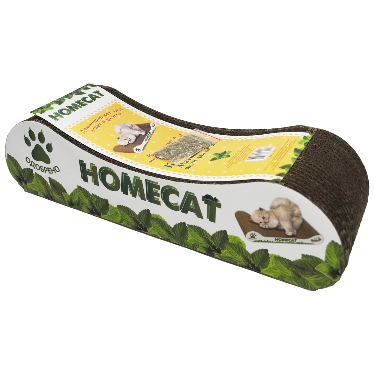 Homecat Homecat когтеточка Мятная волна, гофрокартон, 38*12*9 см (500 г) цена и фото