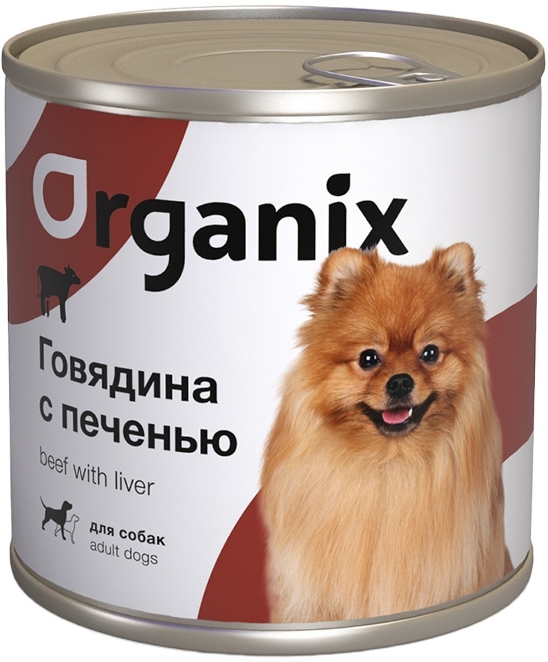 цена Organix консервы Organix консервы c говядиной и печенью для взрослых собак (750 г)
