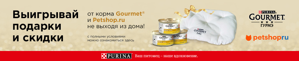 Выигрывай подарки и скидки от Gourmet® и PETSHOP!